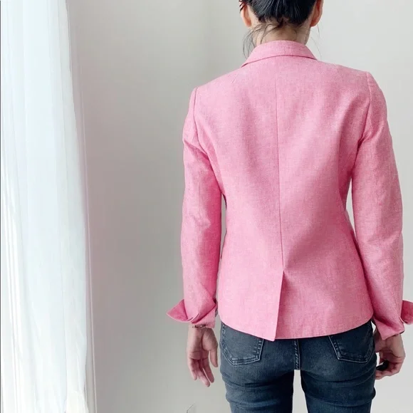 JCREW COTTON LINEN BLAZER JACKET - PINK - Picture 7 of 9